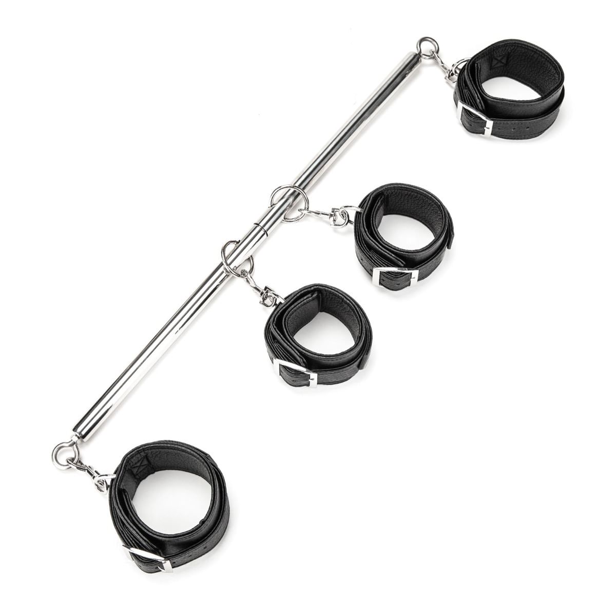 Lux fetish 4 cuff expandable spreader bar set w/ detachable wrist & ankle cuffs